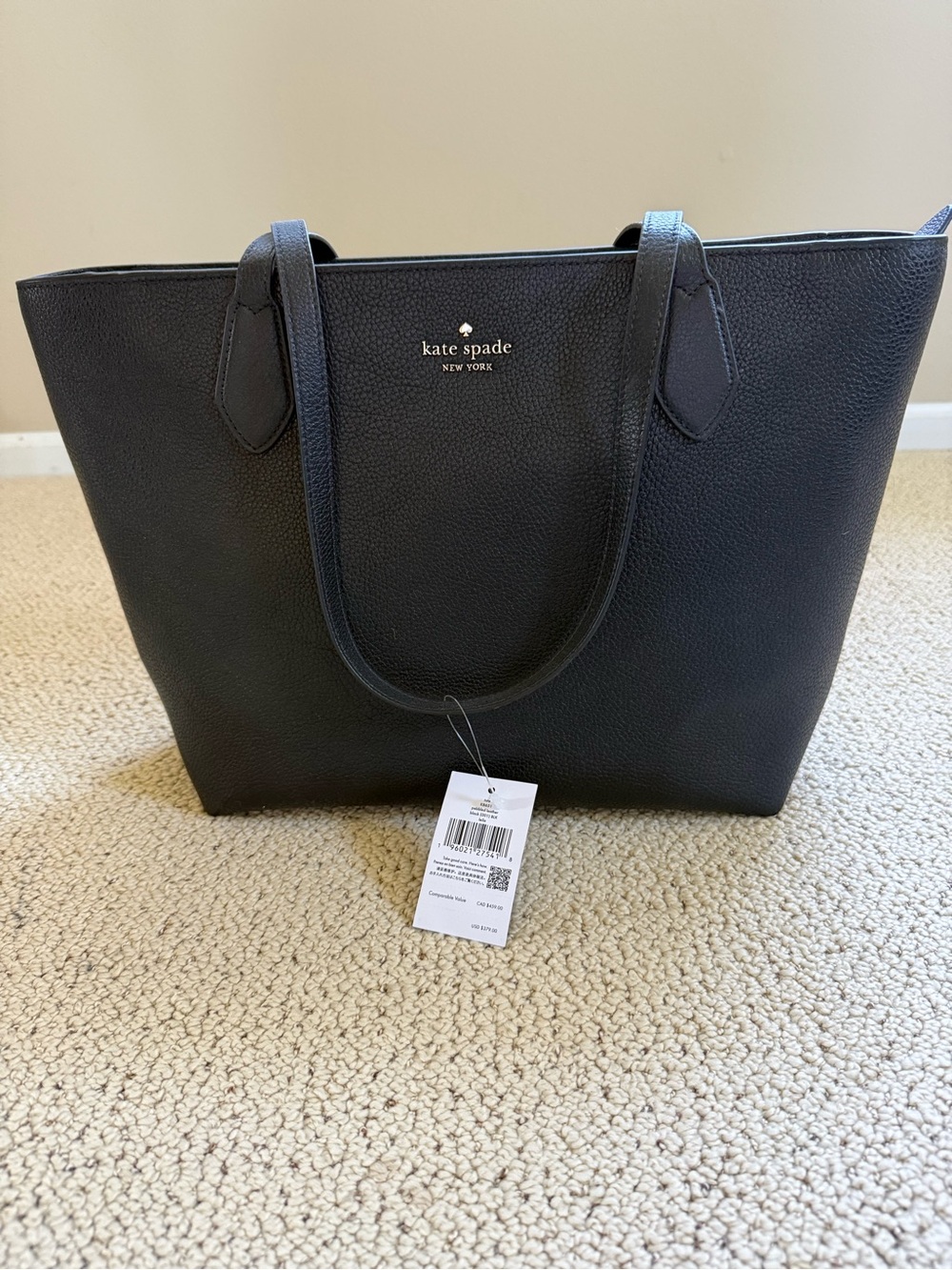 Kate Spade Black Pebbled Leather Tote